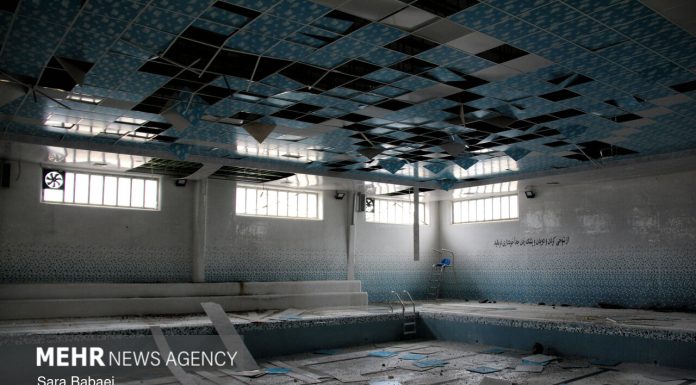 آثار حمله آمریکایی-صهیونیستی در استخر نوساز «بهار» کرمانشاه
